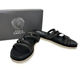 Vince Camuto Rallsan Strappy Rhinestone Sandal Cloudy Black Women 7.5 NWB